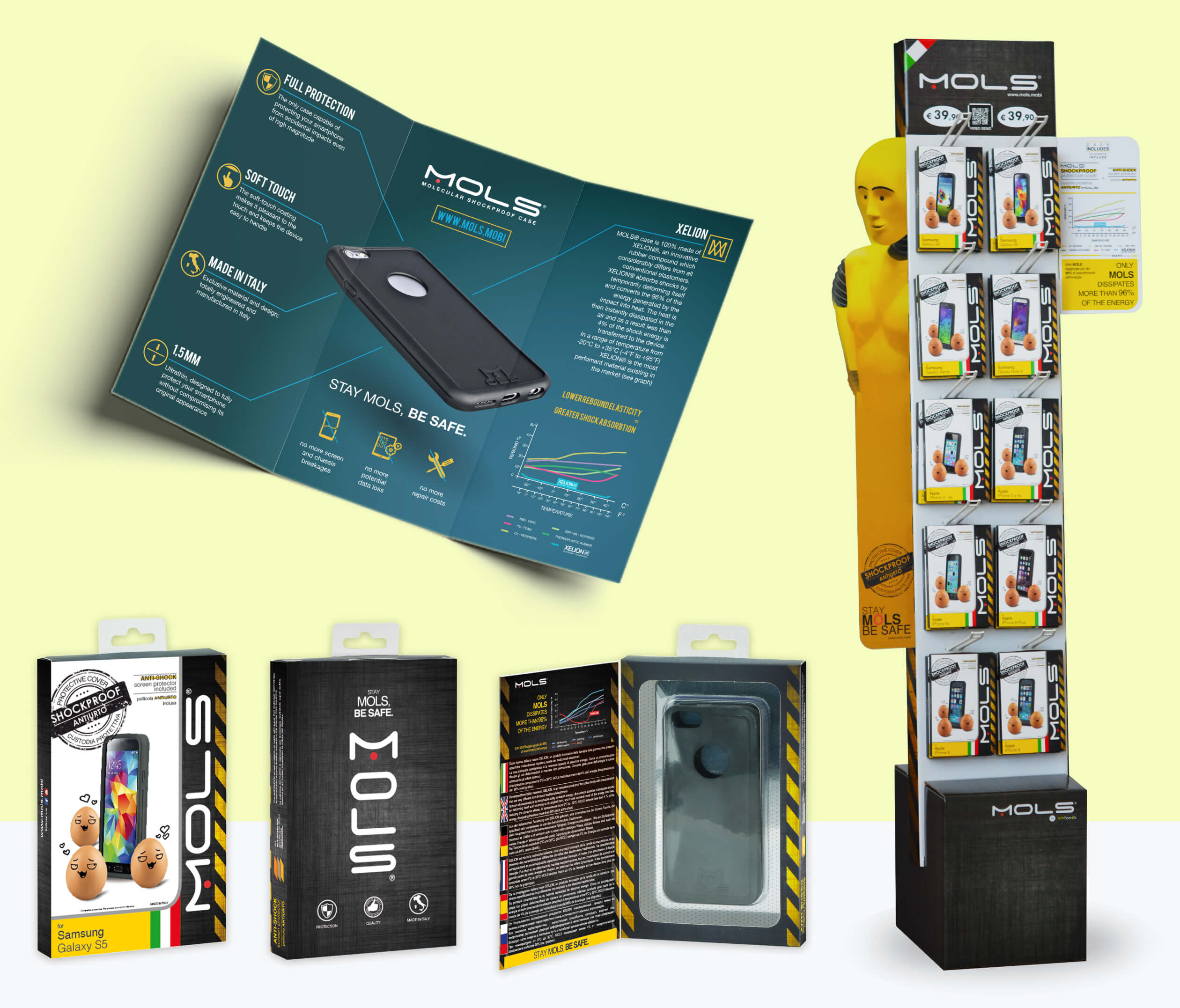 Leaflet, packaging and expositor for a Smartphone cover
