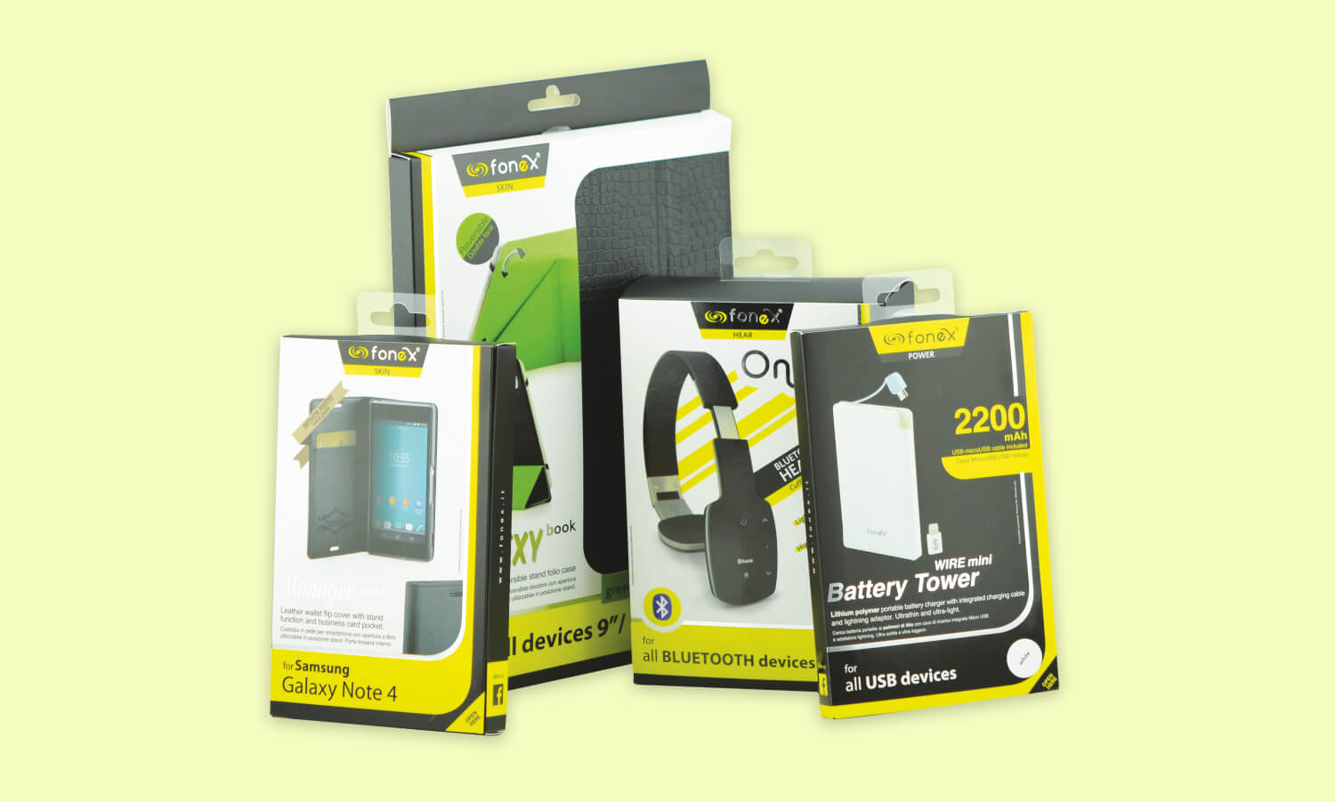 Packaging for different mobile accessories