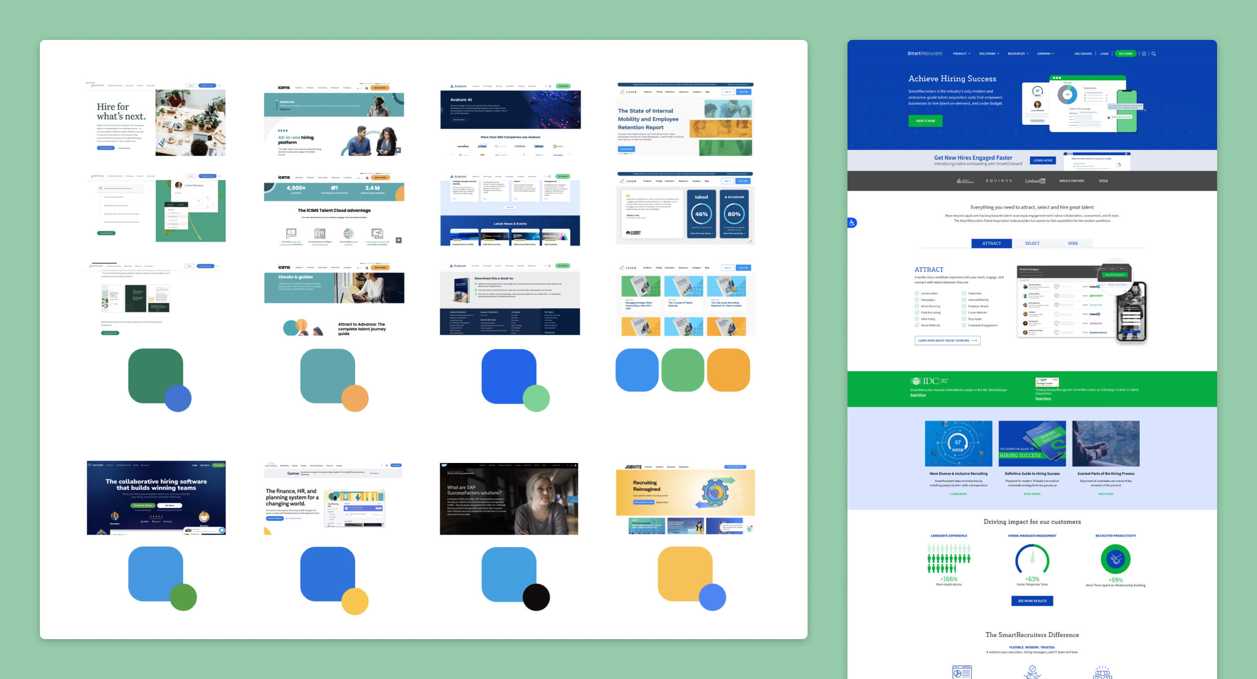 Competitors analysis and SmartRecruiters old homepage